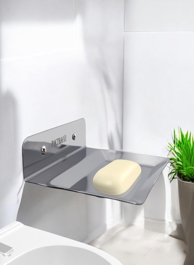 Pathavi Stainless Steel Wall Mounted Bathroom Soap Holder - Rust-Proof, Space-Saving Design for Bathroom & Kitchen, Long Lasting, (Chrome, Pack of 3) - Image 2